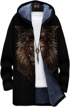 Mens Long Cardigan Hoodies Full Zip Fleece Lined Jackets Fashion Knitted Color Block Hooded Coat with Pockets