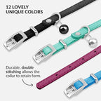 CollarDirect Leather Cat Collar with Bell - Kitten Collar, Small and Big Cat Strap for Boy Cats, Girl Cats with Safety Elastic Strap (Neck Fit 6"-7", Pink)