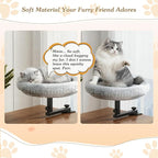 Cat Bed for Desk with Adjustable Height & 360 Rotation Elevated, Heavy-Duty Cat Desk Bed for Small Space, Soft & Comfortable Modern Unique Kitten Furniture, Indoor Cats Up to 60 lbs (Gray)