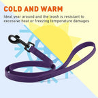 Dogline Biothane Waterproof Dog Leash Strong Coated Nylon Webbing with Black Hardware Odor-Proof Easy to Clean High Performance for Small or Large Dogs Made in USA 4 or 6 ft Lead, Violet Purple