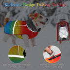 Dogcheer Warm Dog Coat, Waterproof Dog Winter Jacket Christmas Puppy Cold Weather Coats with Buckle, Reflective Adjustable Pet Snow Jacket for Small Medium Large Dogs - Gradient Red-Yellow, L