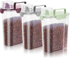 10-20Lbs Portable Cat Dog Food Storage Container with Upgraded Large Spout and Cup Dispenser for Small Large Animal Kibble, Pet Bird snack, Oatmeal, Rice, Flour, Brown Sugar-3 Pack Purple Gray Green
