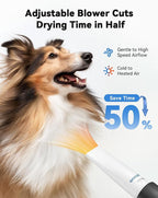 oneisall Dog Vacuum & Dryer for Shedding Grooming, 8 in 1 Dog Grooming Kit with Metal Blade Pet Clippers, Adjustable Speed and Temperature Control Blower