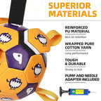 Dog Toys Soccer Ball, Soccer Ball with Straps, Interactive Dog Toys for Tug of War, Dog Water Toy, Durable Dogs Balls for Small Medium & Large Dogs