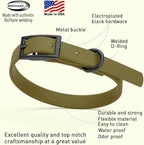 Dogline Biothane Waterproof Dog Collar Strong Coated Nylon Webbing with Black Hardware Odor- Proof for Easy Care Easy to Clean High Performance Fits Small Medium or Large Dogs, Olive Drab Green
