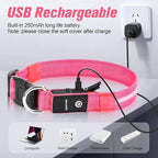LED Dog Collar, Light Up Dog Collar, USB Rechargeable - Brightest Dog Lights for Night Walking, 6 Light Modes, Adjustable for Dog Safety(Large, Candy Pink)