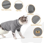 KOOLTAIL Cat Sweater for Sphynx - Soft Fleece Sweaters for Cats Only, Elastic Pet Clothes with Sleeves, Thick Winter Warm Cold Weather Apparel for Hairless Cat, Puppy Pajamas for Small Dogs, Grey L