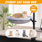 Cat Desk Bed,Sturdy Cats Bed for Desk,360° Rotating Cat Hammock Perch with Removable Washable Cover,Height Adjustable,Holds 40lbs - Perfect for Indoor CatsPerch