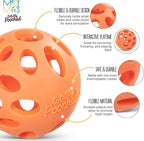 Messy Mutts Totally Pooched Huff'n Puff Ball | 3.1” TPR Puzzle Ball for Dogs | 2-in-1 Durable Interactive Toy and Tooth Cleaner | Orange