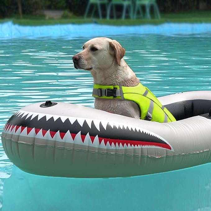 Kuoser Large Breed Dog Life Jacket, XXL Reflective Swim Vest for Boating, Green
