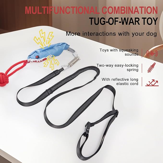 Dog Tree Tug of War Toy with Squeaky, Tethered Tug of War Outdoor Toy Self Play for Small to Medium Dogs to Exercise Play Rope,Ball with Rope Dog Toy