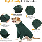 Queenmore XL Dog Sweater, Large Dog Sweaters for Dogs Girl or Boy, Extra Large Dog Christmas Sweater, Winter Big Dog Sweatshirt Knitwear, Pet Chunky Warm Coat for Small Medium Size Dogs, Green XL