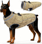 Dog Coat, Warm Dog Winter Coat for Large Dogs, Waterproof Jacket with Harness Built in, Reflective Turtleneck Cold Weather Coats with Zipper,Pet Fleece Vest Snow Jacket, Brown XXL