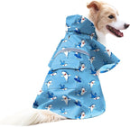 NACOCO Large Dog Raincoat Adjustable - Pet Shark Water Proof Clothes Lightweight Rain Jacket Poncho Hoodies with Strip Reflective Blue (XL, Blue Shark)