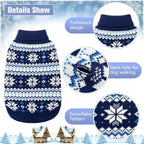 KOOLTAIL Cable Knit Dog Sweater Turtleneck, Cold Weather Pullover Classic Knitwear, Snowflake Pattern Thick Warm Winter Pet Clothes, Dog Christmas Sweater for Small Medium Large Dogs Cats,Navy Blue ML