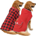 HDE Reversible Dog Raincoat Hooded Slicker Poncho Rain Coat Jacket for Small Medium Large Dogs Buffalo Plaid Red - XL