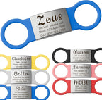 Anavia Slide On Silent Pet ID Tags, S/M/L/XL Personalized Multi-Color Silicone Band Cat Dog Name Tags, Customized Engraved Stainless Steel, Chew-Proof Quiet Dog Collar Tags (Blue, X-Large)
