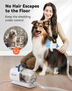 oneisall Dog Vacuum & Dryer for Shedding Grooming, 8 in 1 Dog Grooming Kit with Metal Blade Pet Clippers, Adjustable Speed and Temperature Control Blower