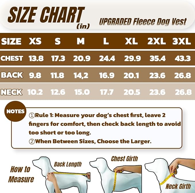 Winter Warm Turtleneck Fleece Vest Dog Sweater, Ultra-Soft & Snug-Fit Puppy Coat for Large Dogs with Back-Zipper, Thermal Doggie Vests Sweatshirt with Reflective Strip, Pet Clothes Male Girl(Brown, L)