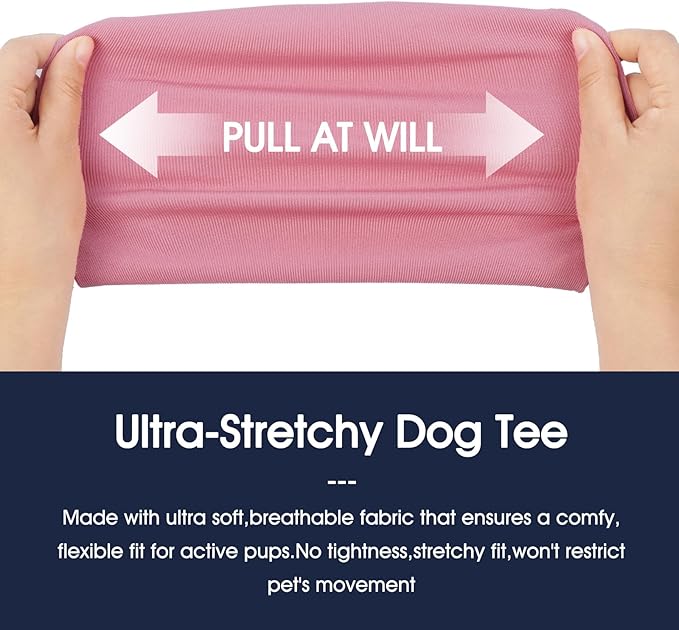 IECOii 2 Pack Dog Tee Shirts for Large Dogs,Breathable & Lightweight T-Shirts for Hot Weather,Soft Stretchy for Active Dogs - Non-Restrictive for Running & Play,Summer Outdoor Wear,Pink+Stripes,2XL