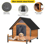 Dog House Outdoor, Chew-Proof Metal Frame Dog Kennel Shelter for Large Breeds,Weatherproof (Brown-H, Extra Large)
