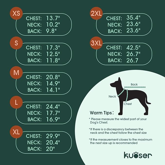 Kuoser Dog Coat Warm Fleece Lining Turtleneck Dog Jacket with Harness Built-in, Adjustable Windproof Cold Weather Coats with Quick Release Buckle Pet Winter Snowsuit for Small Dogs, Grey S