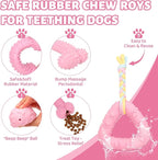 8 Pack Puppy Chew Toys for Teething Cute Pink Dog Teething Toys for Puppies Soft Durable Interactive Chew Toy for Small Dogs