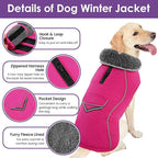 SUNFURA Small Dog Coat, Warm Dog Winter Jacket, Reflective Pet Snow Jacket with Fleece Lined, Waterproof Puppy Snowsuit Pet Sweater Clothes for Small Dogs, Hot Pink XS