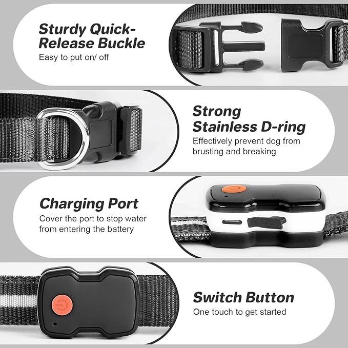 PcEoTllar Light Up Dog Collars, Led Dog Collar, Rechargeable, Night Walking, Waterproof, Glow in The Dark Dog Collars Light for Large Small Medium Dogs, Black s