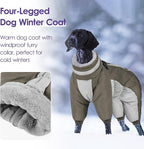 SUNFURA Full Body Dog Coat - Warm Fleece Jacket for Medium Dogs, Turtleneck Winter Coats with Harness, Reflective Dog Snowsuit Windproof Puffer Jackets with Legs for Boston Terrier, Army Green M