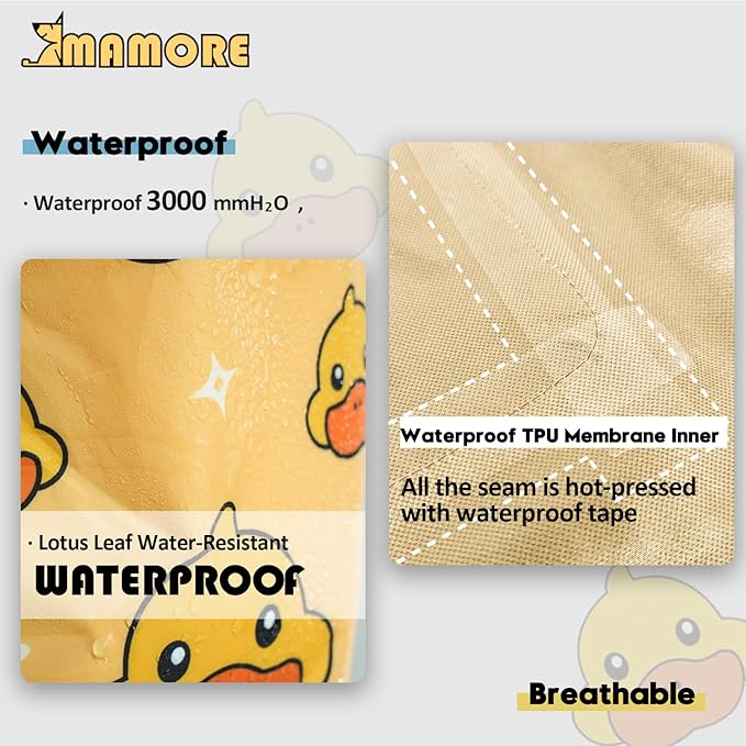 Dog Raincoat,Waterproof Rain Poncho with Hoodie, High Reflective Adjustable Pet Rain Jacket with Leash Hole for Small Medium and Large Dogs (Yellow Duck, XX-Large)