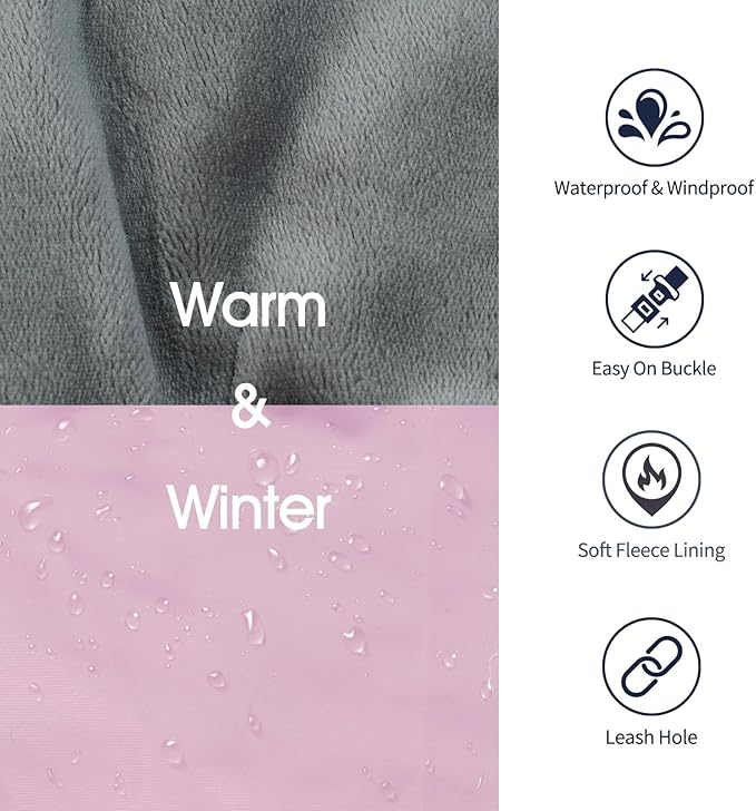 IECOii Extra Warm Dog Coat - Reflective, Adjustable Winter Jacket with Buckle & Fleece Turtleneck Dog Jackets for Small Dogs, Waterproof & Windproof Fleece Vest for Cold Weather, Pink, Small