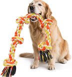 SZEE Dog Rope Toy for Large Dogs, 37 Inch 5 Knots, Halloween Dog Toys for Large Dog & Aggressive Chewers, Durable & Tough Tug of War Rope, for Teeth Cleaning & Boredom Relief (Yellow & Orange)