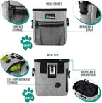 PetAmi Dog Treat Pouch, Pet Treat Pouch for Training, Dog Walking Bag Holder for Kibbles, Pet Food Toy, Dog Trainer Essentials Supplies, Poop Bag Dispenser, 3 Ways to Wear (Heather Gray)