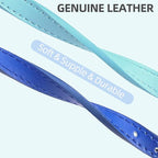 PUPTECK 2 PCS Soft Genuine Leather Cat Kitten Collar with Bells Adjustable for Girl Boy Cats Puppy - Pale Turquoise, Navy Blue