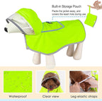 Lukovee Dog Raincoat, Adjustable Dog Rain Jacket with Clear Hooded Double Layer for Large Medium Small Dogs Puppies, Waterproof Rain Coat Poncho with Reflective Storage Pocket & Rim (Green,XXXL)