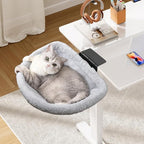 Secure Cat Desk Bed - Extra-Large Clamp & Sunken Hammock Design, Comfy Cat Desk Hammock with Faux Rabbit Fur Cover, Removable & Washable, Holds Up to 40lbs