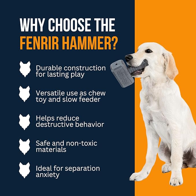 Fenrir Hammer Dog Chew Toy Strong Rubber Stuffable Enrichment Toy for Chewers (Red, Small)