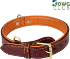 Genuine Leather Dog Collar – Full Grain, Breathable Inner Padding, Padded Buckle – Heavy Duty, Adjustable for Small, Medium, Large & XL Breeds | (X-Large (Fit Neck Size 22"-26"), Dark Brown)