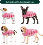 Kuoser Dog Winter Coat, Reversible Waterproof Dog Jacket with Reflective Strip, Warm Dogs Fleece Vest Adjustable Doggy Cold Weather Clothes Plaid Christmas Outfit Pet Apparel for Large Dogs, Pink XL