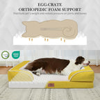 Comfort Expression Orthopedic Dog Bed for Large Dogs 38x25 Inch, Waterproof Egg Crate Foam Large Pet Bed with Removable Bolsters, Dog Couch with Washable Cover & Non-Slip Bottom, Spicy Mustard
