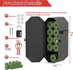 Dog Poop Bag Dispenser Wall Mount with 2Pcs Holders and 8 Rolls of Waste Bag, Metal, Corrosion-resistant, Combination Lock, Dark Gray, Suitable for Outdoor, Indoor, Raising Dogs