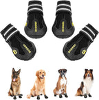 DcOaGt Dog Shoes for Small Medium Large Puppy,Waterproof Anti-Slip Dog Boots & Paw Protectors for Winter Snow Hot Pavement, Breathable Dog Booties for Hiking Walking Outdoor,Black 4PCS(Size 4)