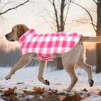 ASENKU Dog Winter Coat, Fleece Doggie Jacket Plaid Reversible Vest Waterproof Windproof Cold Weather Clothes for Small Medium Large Dogs (M, Pink)
