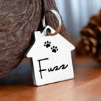 Ultra Joys Cat ID Tag Personalized Pet Tags, Durable Stainless Steel Small Pet Mini Dog Cat Tag Lightweight - House Tag in Silver