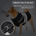 SUNFURA Dog Coat for Large Dogs, Warm Pet Jacket Winter with Harness Built in, Waterproof Pet Snow Jacket with Furry Collar, Reflective Fleece Snowsuit for Extra Large Dogs, Black XL