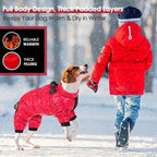 AOFITEE Dog Coat, Waterproof Dog Jacket for Winter, Warm Fullbody Dogs Snowsuit, Winter Coat for Small Dogs, Zip Up Pet Puffer Jacket Fleece Vest, Outdoor Reflective Pet Coats, Christmas Red, S