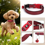 Adjustable Puppy Collar with Bell - Reflective Nylon Dog Collar for Small Breeds, Chihuahua Pomeranian, Nighttime Safety, Gift for Dog Lovers (Red, XS)