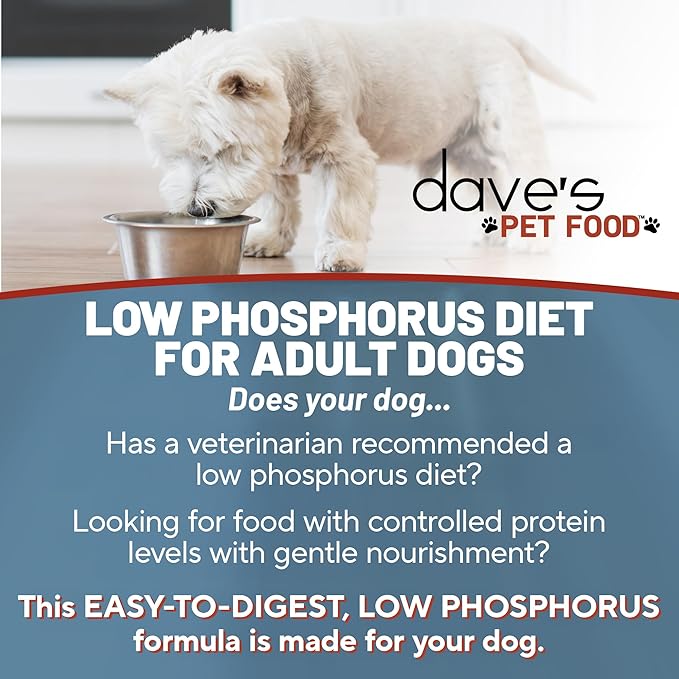 Dave's Pet Food Kidney Care Dog Food (Tuna Pate), New Recipe! Wet Renal Dog Food, Low Phosphorus, Renal Kidney Support, Vet Formulated, 13.2 oz, (12 Pack)