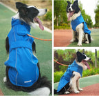 Waterproof Dog Raincoat, Adjustable Lightweight Dog Rain Jacket with Reflective Strip Leash Hole for Small Medium Large Dogs (Blue, X-Small(4-9lb))